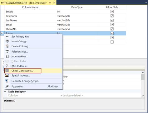 Sql Server Check Constraints Create Edit Enabledisable