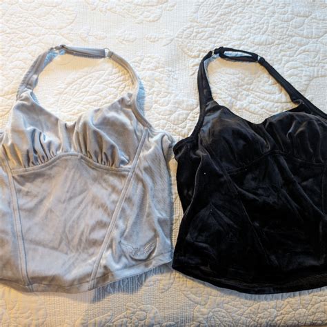 Harley Davidson Velour Halter Tops Med Gem