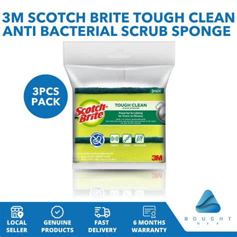 M Scotch Brite Tough Clean Anti Bacterial Scrub Sponge Pcs Pack