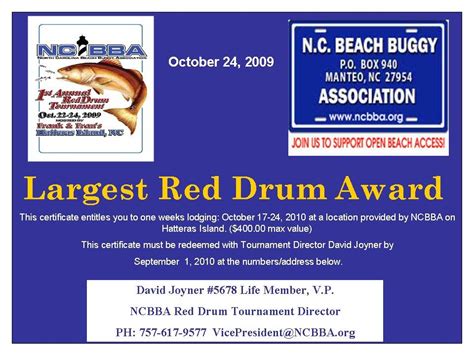 Ncbba St Annual Red Drum Tournament North Carolina Beach Buggy