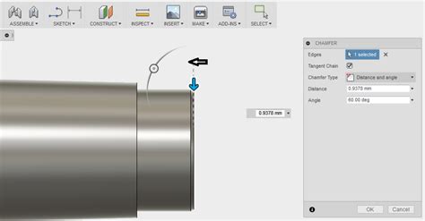 Chamfer- Distance and angle - Autodesk Community