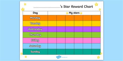 Incentive Star Reward Chart Printable Img Clam