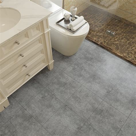 VEELIKE 12 Pack Peel And Stick Floor Tile 12 X12 Vinyl Flooring Grey