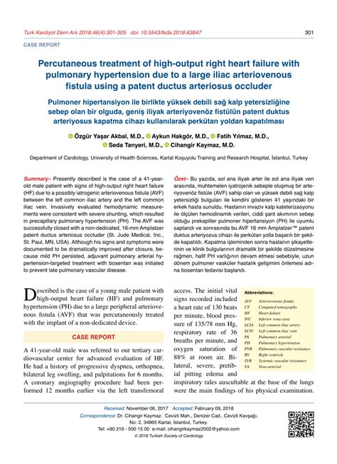 PDF Percutaneous Treatment Of A High Output Right Heart Failure With