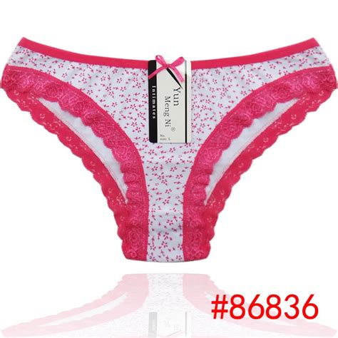 2015 New Lace Trim Cotton Bikini Pants Print Women Short Brief Sexy