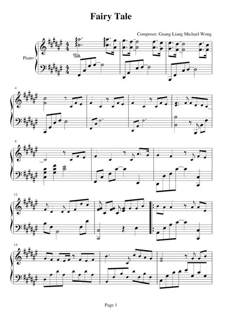 Michael Wong Fairy Tale Sheet Music Pdf Free Score Download ★