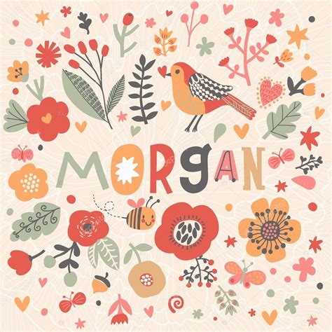 Beautiful Floral Card With Name Morgan — Stock Vector © Smilewithjul