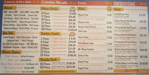 Mr Wings You Buy We Fry Menu In Las Vegas Nevada Usa