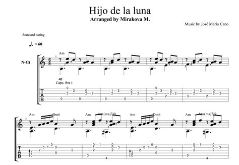 Hijo De La Luna For Guitar Guitar Sheet Music And Tabs