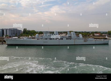 The Hms Bristol D23 Is A Type 82 Destroyer Moored In The Royal Navy Dockyard Portsmouth Uk