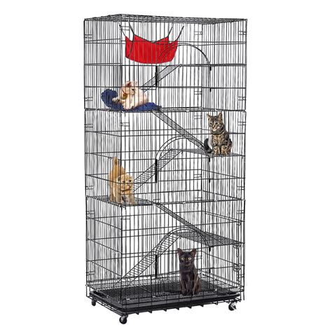 Buy Extra Large 6-Tier Cat Cage 77 Inchs Height for 1-5 Cats with Hammock, CAT Bed & 5 Ramp ...