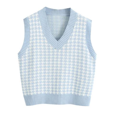 Oversized Houndstooth Knitted Vest Sweater Pastel Daisies And Daydreams