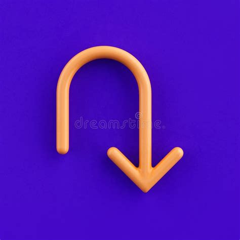 3d Icon Curved Arrow Down Outline Yellow Arrow Icon Direction Symbol