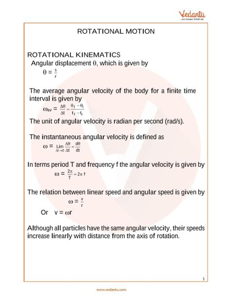 Jee Mains Physics Notes On Rotation Motion