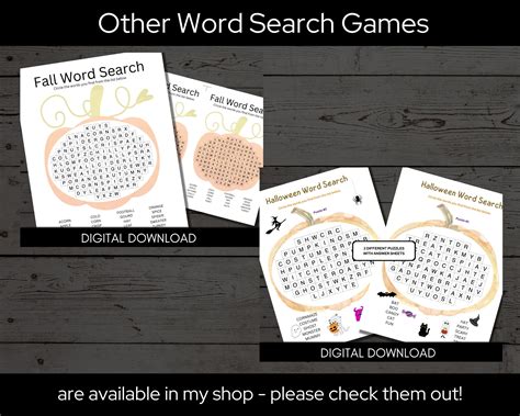 Halloween Word Search Printable Halloween Games Hard Etsy