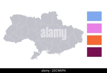 Mapa de Ucrania división administrativa regiones separadas mapa de