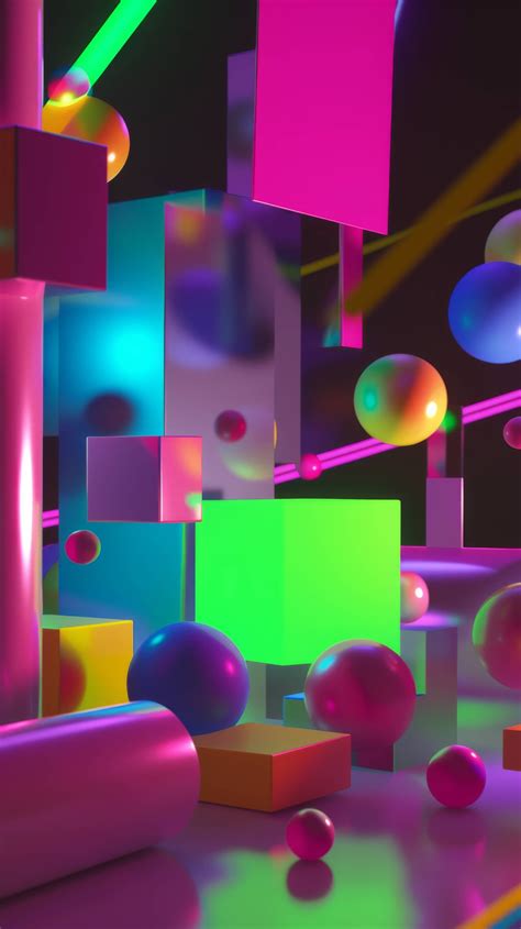 Floating Colorful Cubes Abstract 3D Background Geometric Shapes