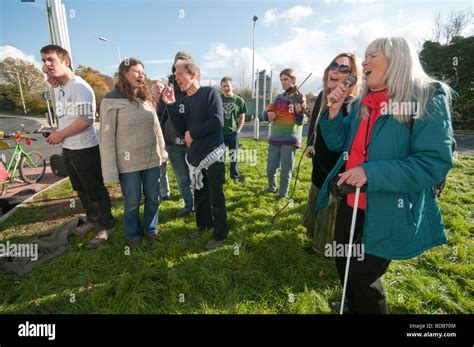 Seize the Day perform at AWE Aldermaston during a protest against the making of nuclear weapons ...