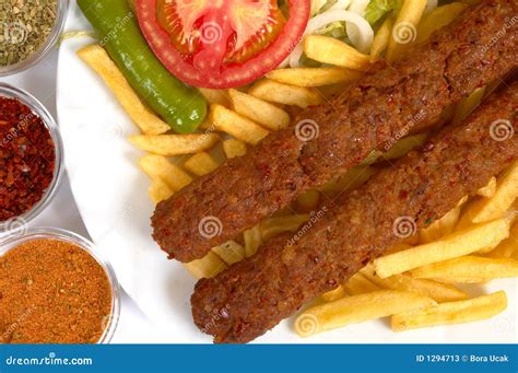 Adana kebap stock image. Image of crisp, fries, onion - 1294713