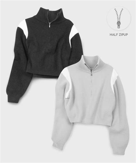 Musinsa Place Studio Color Vacity Half Zip Up Knit Crop Cardigan Pullover