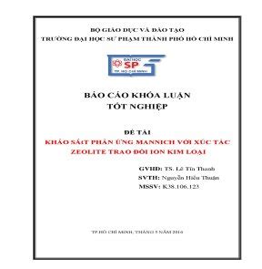 Báo cáo khóa luận tốt nghiệp khảo sát phản ứng mannich với xúc tác