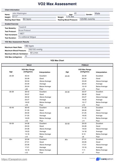 VO2 Max Chart & Example | Free PDF Download