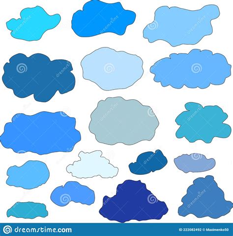 Conjunto De Nubes Azules De Ilustraciones Vectoriales Simples