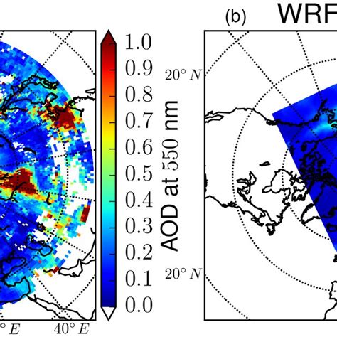 Aerosol Optical Depth Aod At 550 Nm A Measured By Modis Instrument