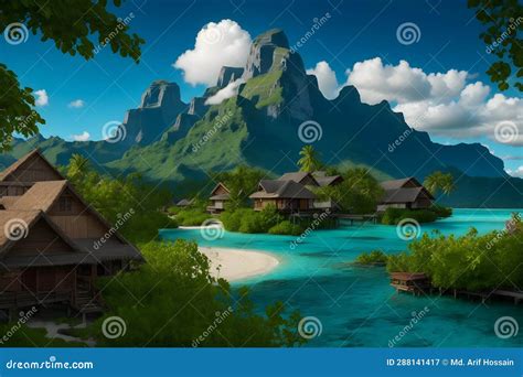 Bora Bora Islands Detailed Editable Map Cartoon Vector Cartoondealer