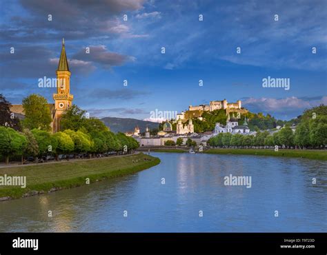 Salzburg Look At The Old Town And The Fortress High Salt Castle