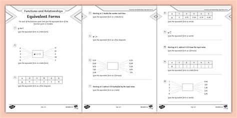 Functions And Relationships Equivalent Forms Grade Maths