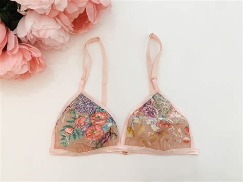 Blush Pink Embroidered Floral Lingerie Set Boudoir Lingerie Etsy