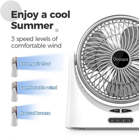 Ocoopa Table Fan Quiet Usb Fan Small With Mah Rechargeable Battery