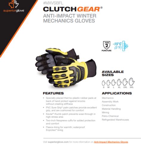 Nwt Clutch Gear Anti Impact Fleece Lined Winter Mechanics Glove Sizes