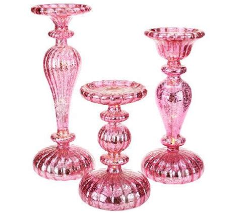 Set Of Illuminated Mercury Glass Pedestals By Valerie Qvc