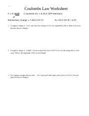 Coulomb S Law Worksheets