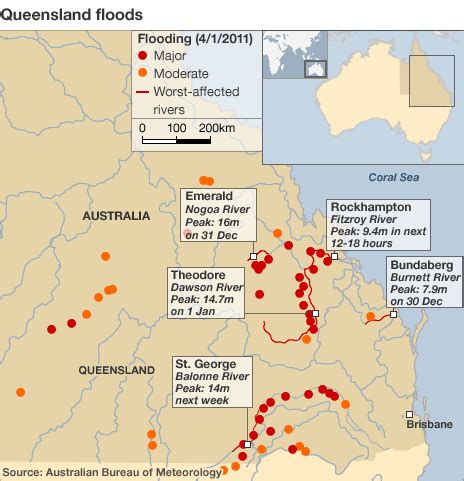 Flood Affected Areas Queensland Map