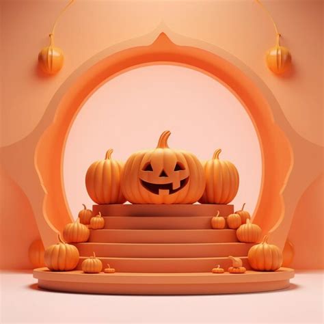 Premium AI Image Halloween Minimal Scene 3d Podium Platform Stage