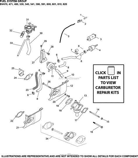 Kohler Sv Mtd Hp Kw Parts Diagram For Fuel System