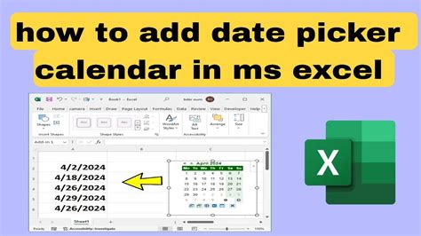 How To Insert Calendar In Excel How To Add Date Picker Calendar In Ms