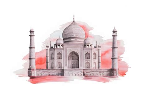 Taj Mahal Agra Watercolor Painting Artwork Premium Ai Generated Vector