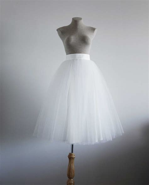 White Tulle Skirt Tea Length Tulle Skirt Woman Tulle Skirt Etsy