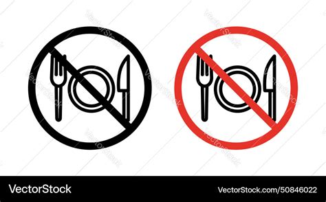 No eating sign icon set no food consumption Vector Image