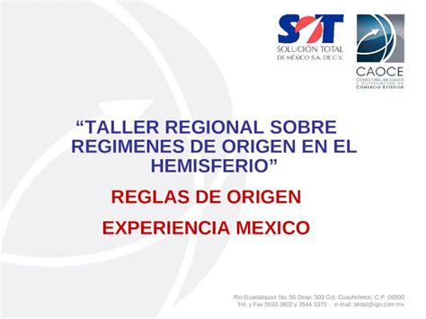 PPT TALLER REGIONAL SOBRE REGIMENES DE ORIGEN EN EL HEMISFERIO