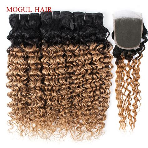 Mogul Hair Ombre Honey Blonde Bundles With Closure Bundles T B