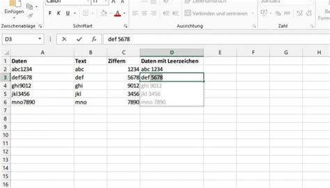 Excel Leer Zeichen Zwischen Zahlen Und Text Einf Gen Schieb De