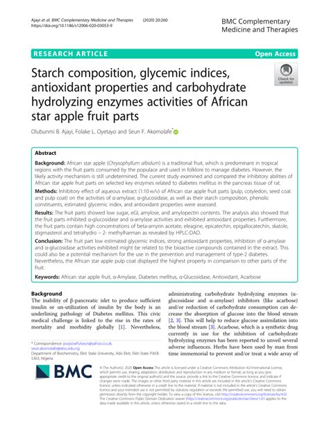 Pdf Starch Composition Glycemic Indices Antioxidant Properties And