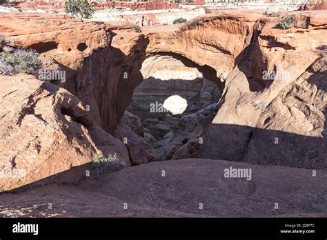 Cassidy Arch Natural Rock Formation On Hiking Trail In Capitol Reef National Park Utah United