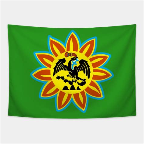 Mexica Flag Aztec Eagle Snake Sun - Original Mexican Flag - Mexican ...