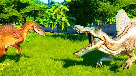 Spinoraptor Vs Spinosaurus Battle Dinosaurs In Jurassic World Evolution